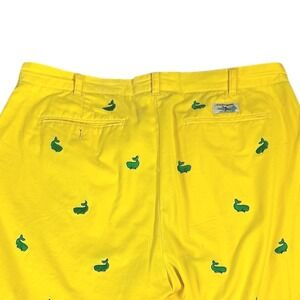 Castaway Nantucket Island Yellow Whale Print Cotton Golf Pants Preppy Coastal 38